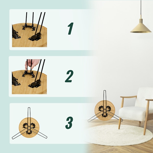 Sidobord bambu & metall