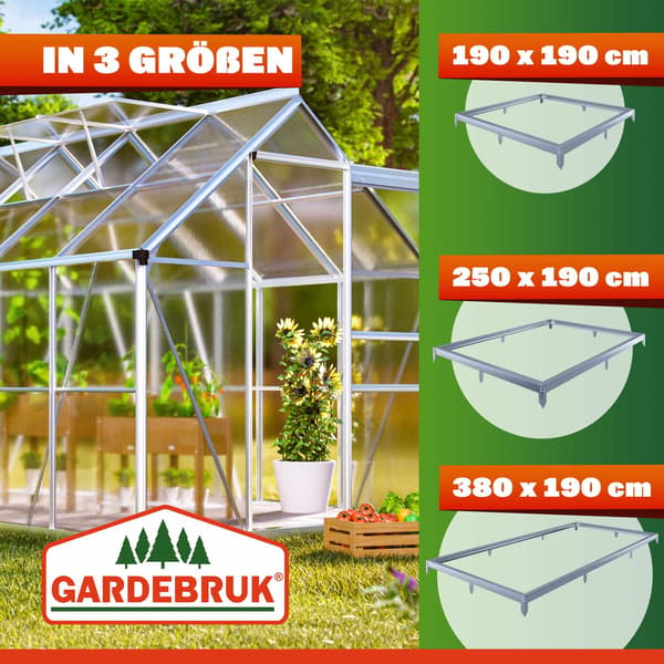 Stålfundament til drivhus 250x190x12cm galvaniseret