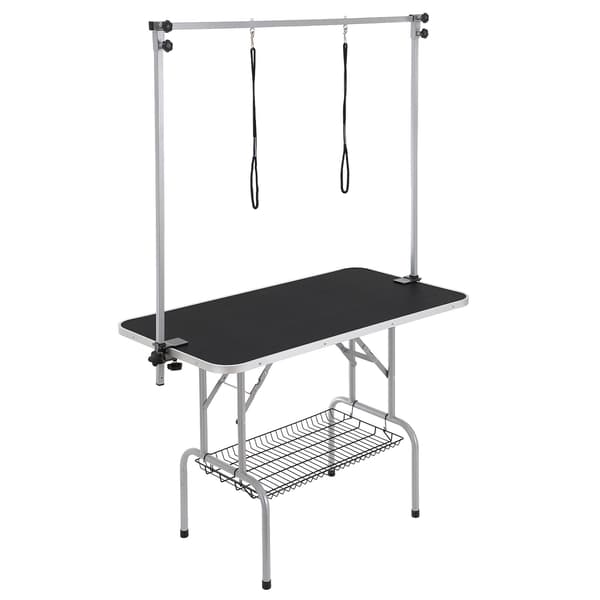 Hundtrimningsbord 117 cm, hopfällbart, 2 klämarmar, 150 kg