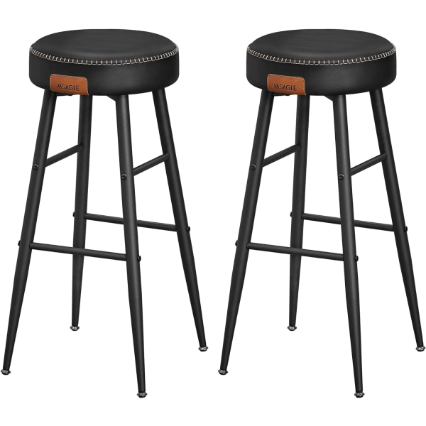 Eleganta barstolar i konstläder - set med 2, svarta, 30”H