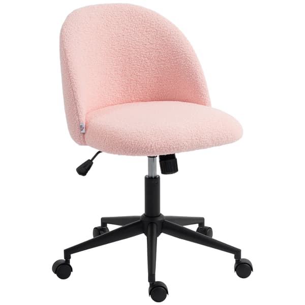 Drejelig kontorstol, lyserød teddyfleece, højdejusterbar