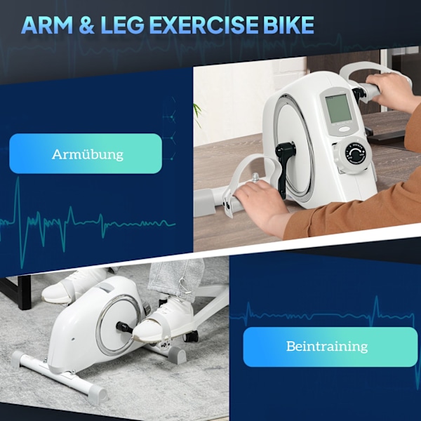 Pedal trainer minikuntopyörä ikäihmisille 8 säädettävällä magneettivastuksella ja LCD-näytöllä käsi- ja jalkatreenikuntopyörä kotiharjoitteluun Aosom