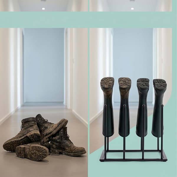 Musta rautainen saapasteline 4 parille, 45x41x25 cm