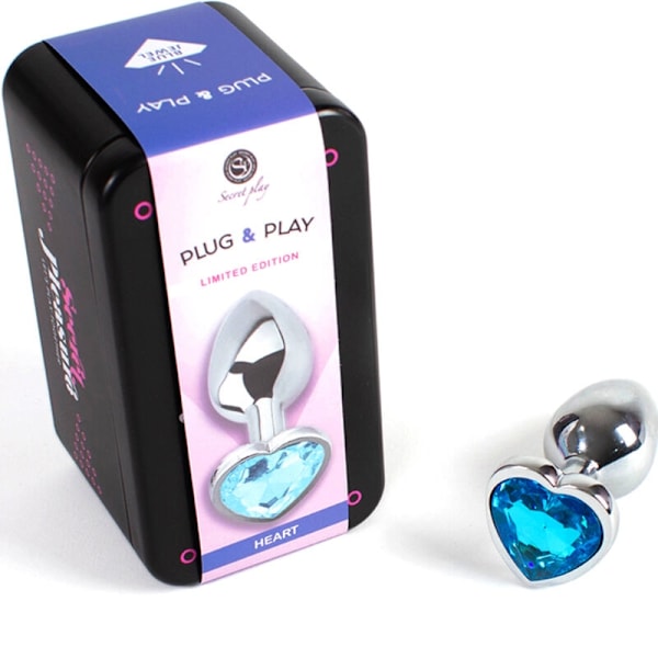 Secretplay - Metallinen Butt Plug Blue Heart Pieni koko 7 cm