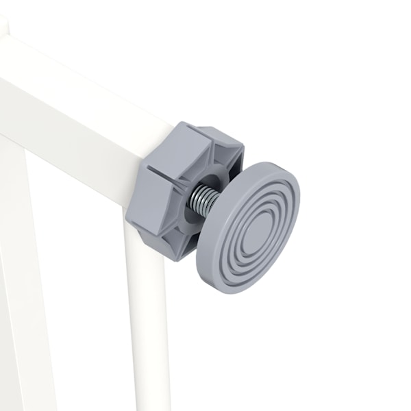 Dörrsäkerhetsgrind för hundar, spärrgrind, 74-80 cm, trappgrind för husdjur, hundgrind, skyddsgrind utan borrning, metall, plast, vit