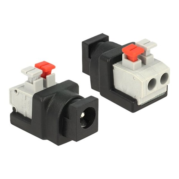 Delock - Virtalähde - 2-nastainen riviliitin (naaras) DC-liittimeen 5,5 x 2,1 mm (naaras)