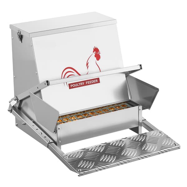 Automatisk kyllingefoderautomat, 18,14 kg foderpedal, aflåseligt låg
