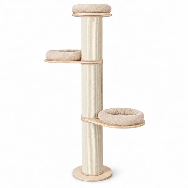 Kradsetræ til katte med 3 polstrede platforme, 187 cm – Beige, Sisalstolpe