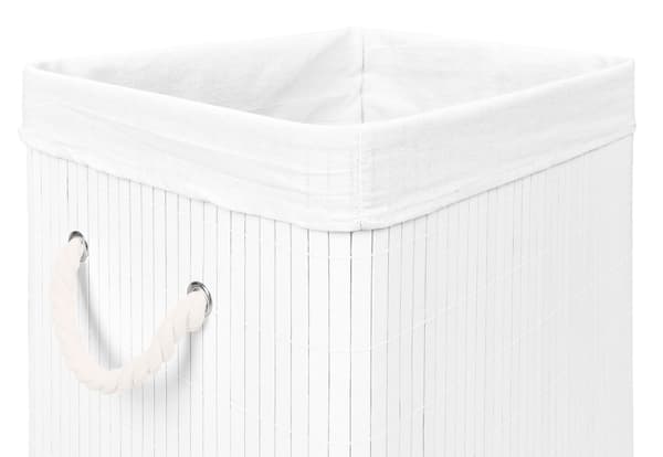 Bambu tvättkorg med lock, 80L, vit