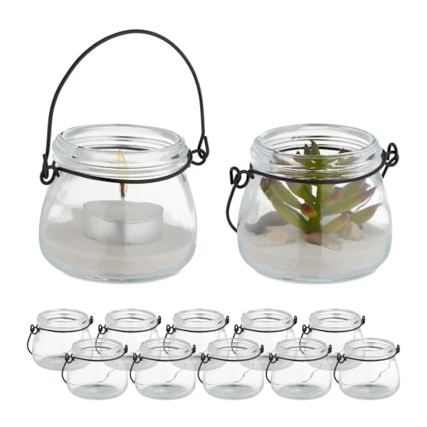 Transparent vindljus uppsättning om 12