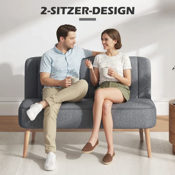 2-personers sofa, linnedlook, træstel, 117 cm, grå
