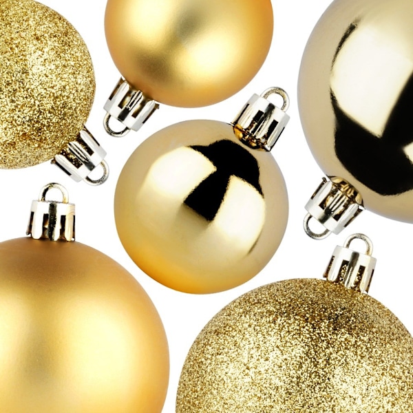Sprængsikre julekugler guld 4/6 cm 100 stk.