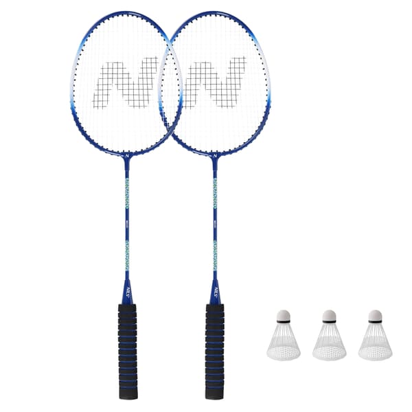 Badmintonset – 2 aluminiumracketar, 3 fjäderbollar, lock