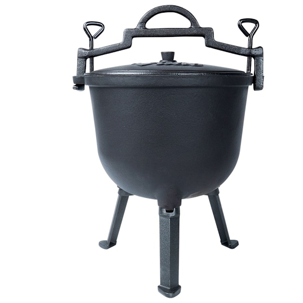 Støbejernsgryde på ben med låg - 10 liter