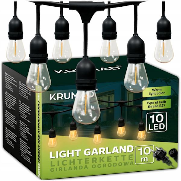 Utomhus LED-slingor, 10m, varmvit, IP44