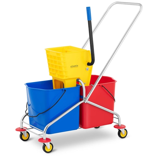 Gulvrengøringsvogn med moppevrider, to spande 2 x 24 l