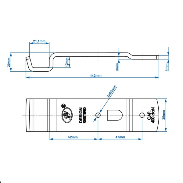 Stång för släpspärr SPP Z-02A