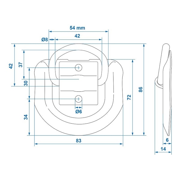 Lastsurring D-ring 83 x 72 mm