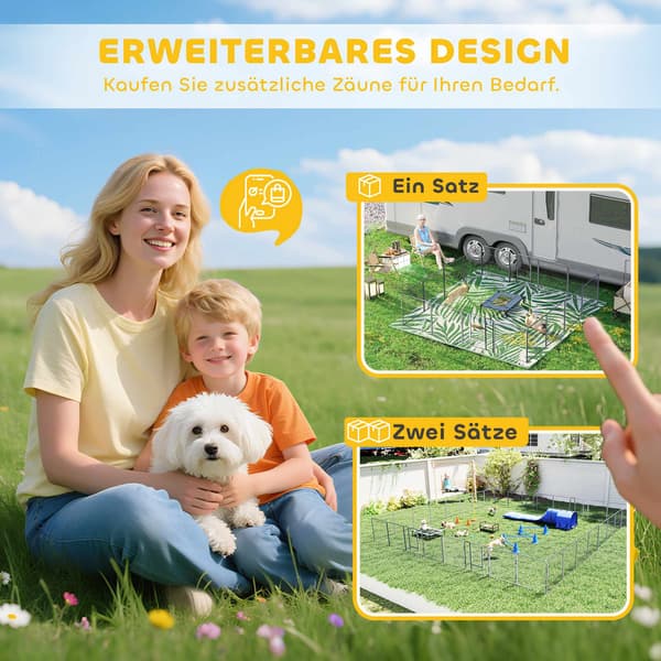 Hvalpegård, 16 paneler, foldbar med dør, 3,2m x 3,2m