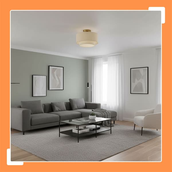 Loftlampe i linned, beige bronze, 24x35 cm