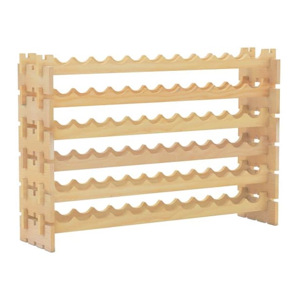 Vinställ för 72 flaskor, stapelbart i furu med 6 våningar