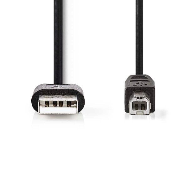 USB kaapeli | USB 2.0 | USB-A Uros | USB-B Uros | 480 Mbps | Niklattu | 3.00 m | Pyöreä | PVC | Musta | Label