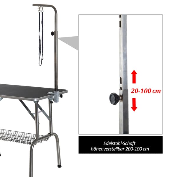 Striglebord, Striglebord, Klippebord Med Kurv, Foldbart Og Højdejusterbart, Rustfrit Stål, Sort