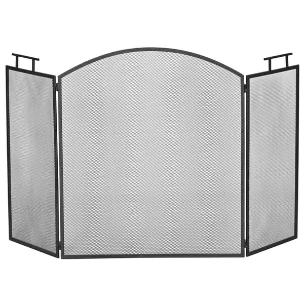 Pejseskærm, foldbar metalgnistbeskyttelse, sort, 110x24x76,5 cm