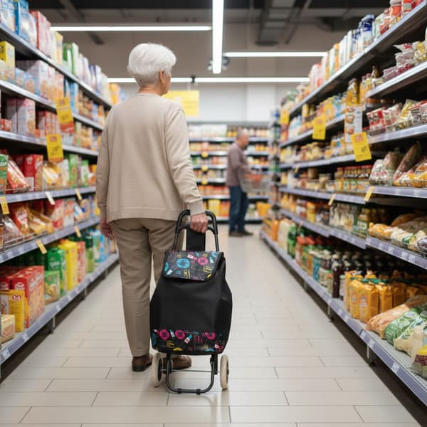 Kundvagn med sits, 30L, stora hjul, hopfällbar