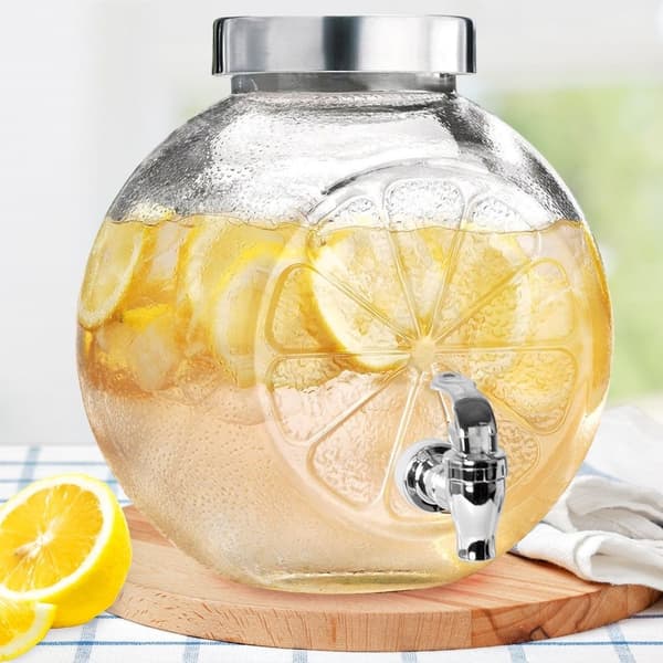 Dryckesbehållare med kran – citronformad servering