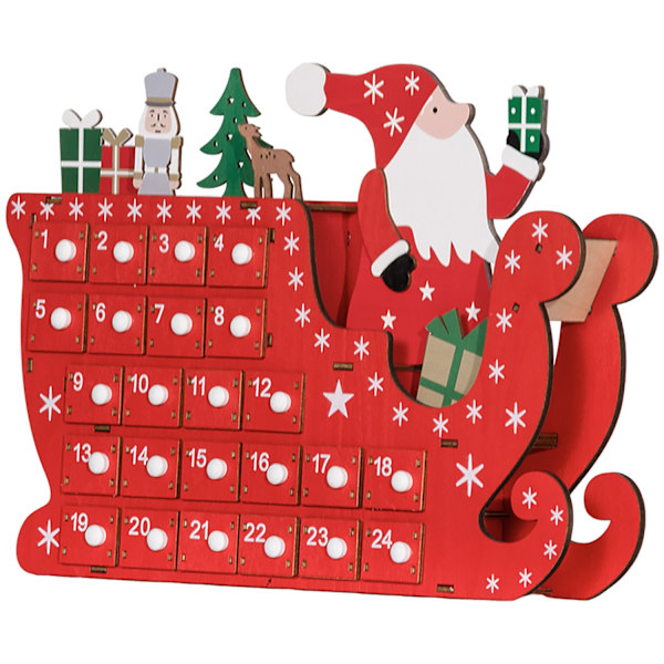 Adventskalender til fyldning af 24 skufferum Julekalender Adventskalenderkasse Julepynt DIY MDF-plade rød 22,5 x 8 x 36 cm