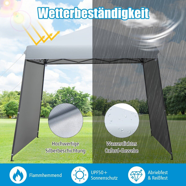3x3m Instant Pop Up Canopy-tält med markiser Utomhussolskydd grå