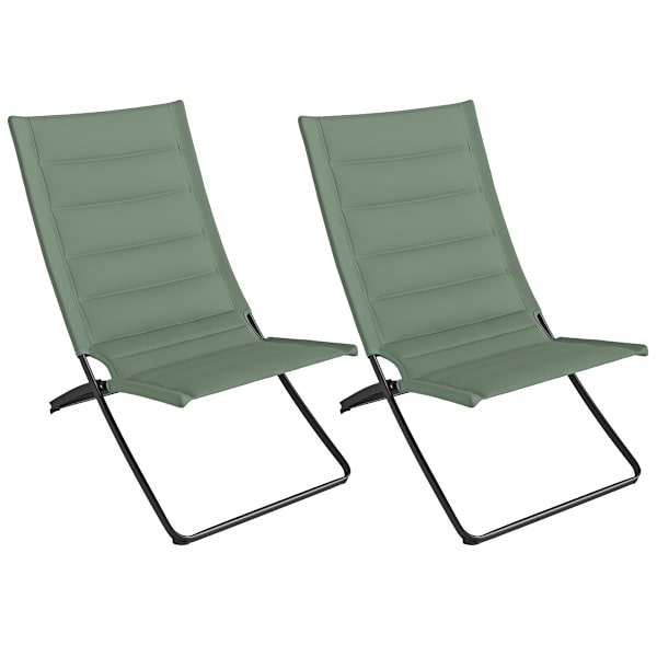 2-delte foldbare strandstole med polstrede sæder, grøn