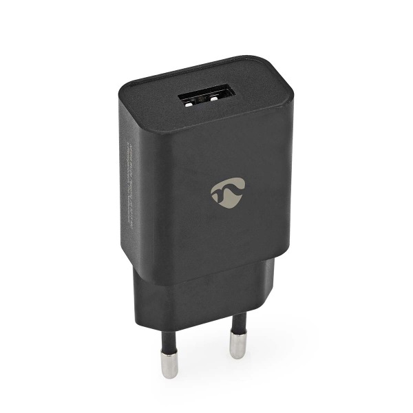 Väggladdare | 12 W | Snabbladdnings funktion | 1x 2.4 A A | Antal utgångar: 1 | USB-A | Utan kabel | Single Voltage Output Svart