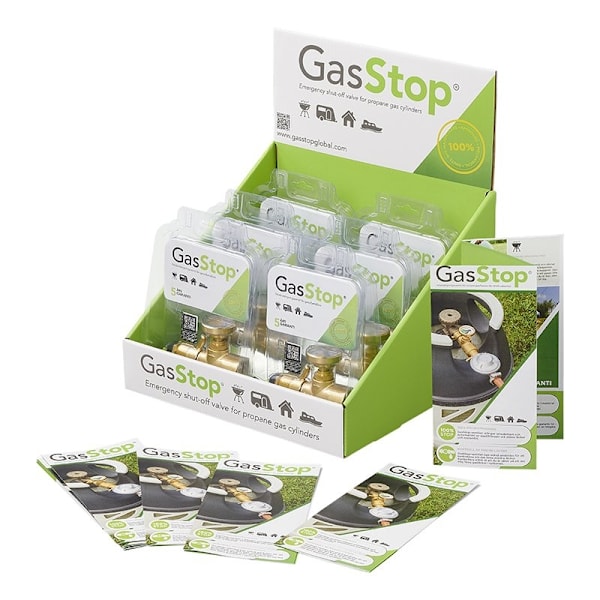GasStop nödavstängningsventil för propangasflaskor SE 0.885 NGO LH POL (G.10) 6p i displaybox