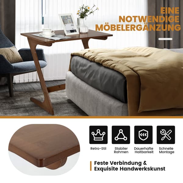 Z-formet bambus sidebord – Pladsbesparende sofabord