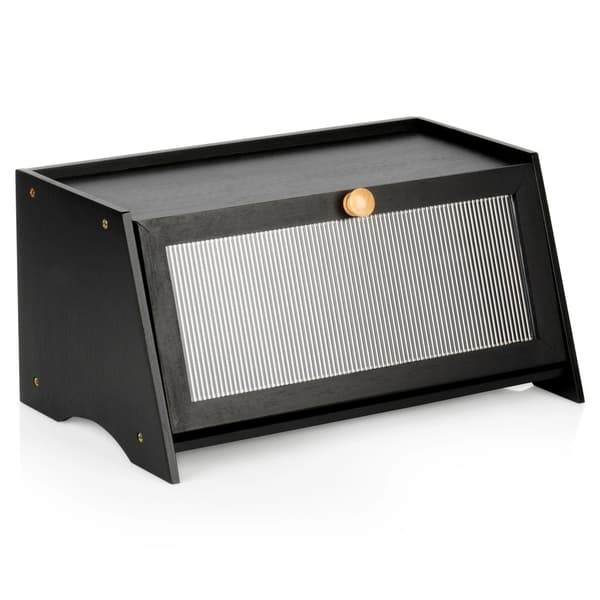 Bambus brødkasse, sort, 40x25x20 cm
