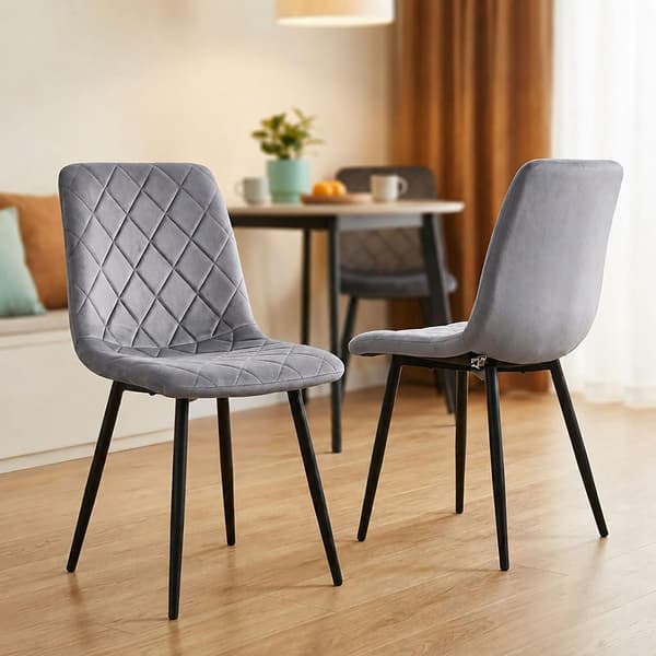 Grå sammetsmatstolar, set om 4 – Modern klädd