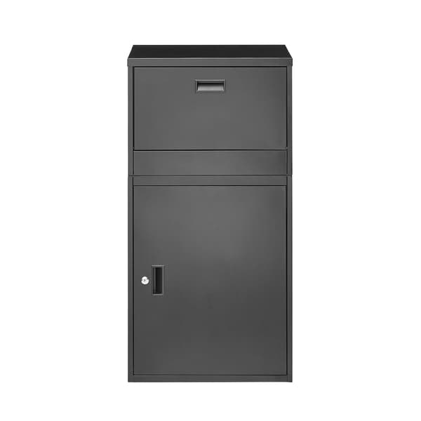 Paketleveranslåda med lås, stål, 91 cm, svart