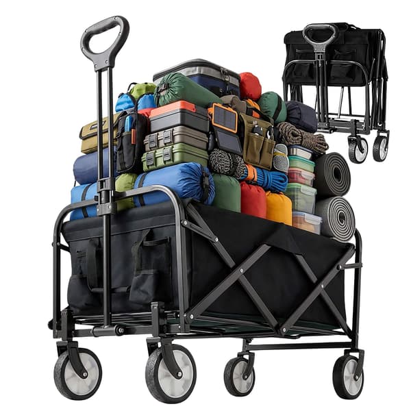Sammenklappelig vogn til strand, camping, shopping – stor kapacitet