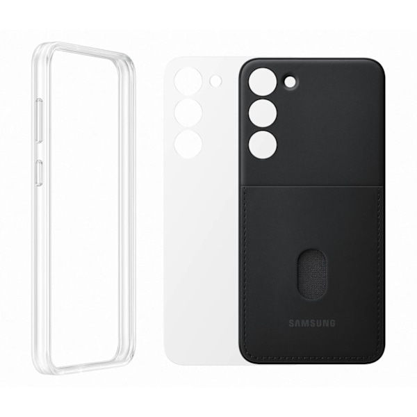 Samsung Galaxy S23+ Frame Cover-fodral med utbytbara baksidor, svart