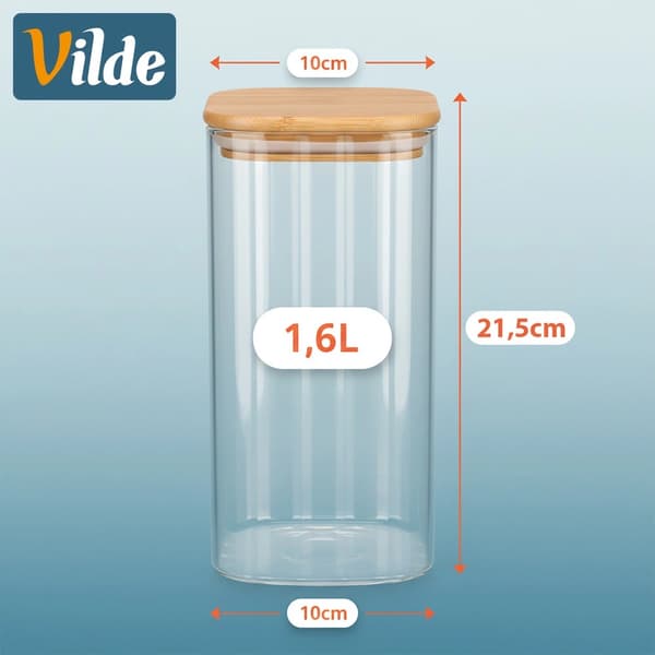 Glasbehållare för matförvaring, lufttät, 1,6 l
