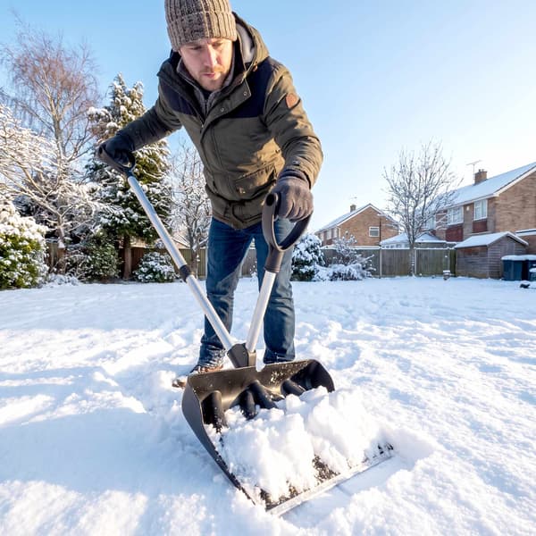 Ergonomisk snöskyffel med 45 cm brett plastblad
