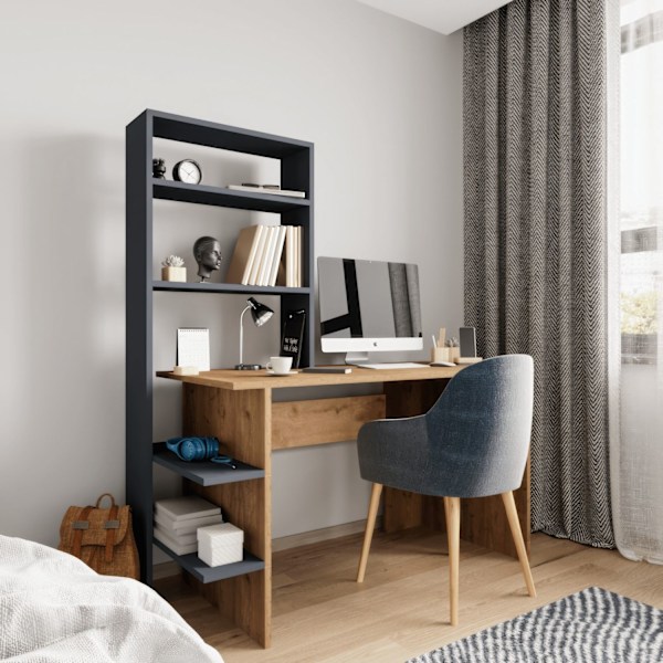 Studiebord & bogreol Aden - Eg, antracit