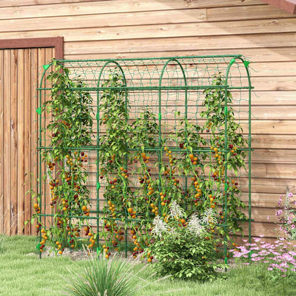 Trellis til klatreplanter, justerbart espalier, planteespalier med net, planteramme, stål, grøn, 43 x 182 x 183 cm til haven, balkon