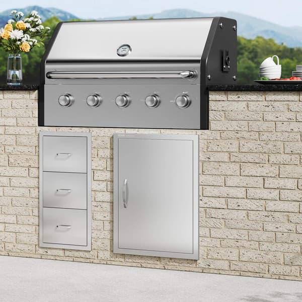 Grilldörr, 20x27 tum, infälld montering i rostfritt stål