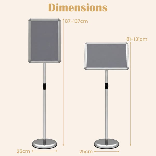 Justerbar skilteholder, 25x43 cm, sølv/sort