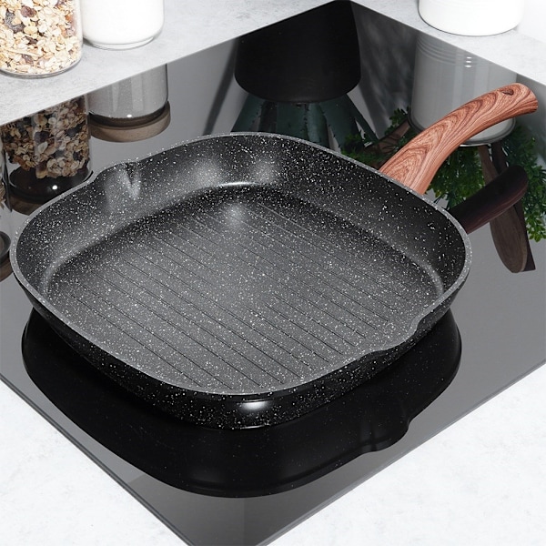 BLACK&WOOD firkantet granitgrillpande 28x28 cm