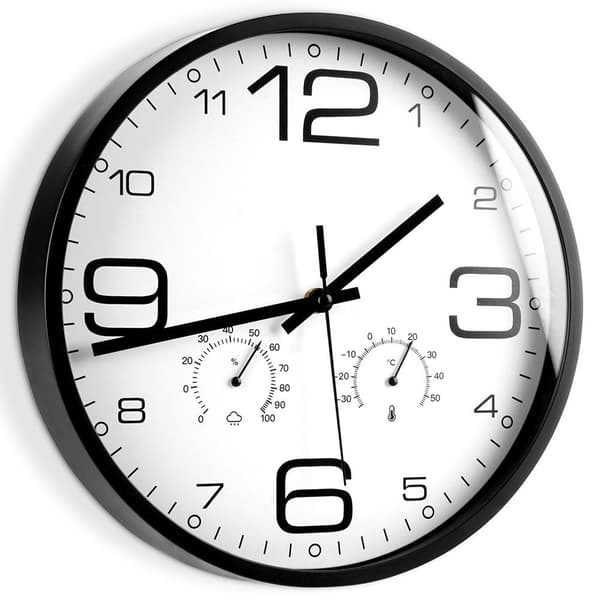 Unikt vægur med termometer og hygrometer - 30 cm