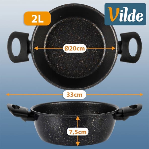 Granit Non-stick gryta, 20 cm, 2 l, diskmaskinssäker